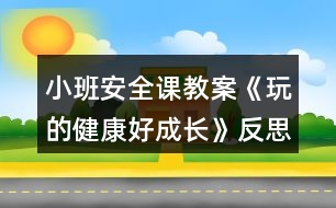 小班安全課教案《玩的健康好成長》反思