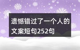 遺憾錯過了一個人的文案短句252句