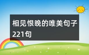 相見恨晚的唯美句子221句