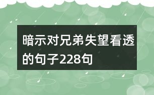 暗示對兄弟失望看透的句子228句