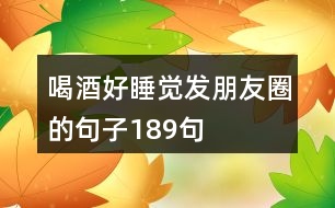 喝酒好睡覺發(fā)朋友圈的句子189句