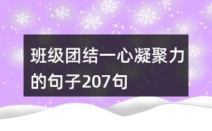 班級(jí)團(tuán)結(jié)一心凝聚力的句子207句