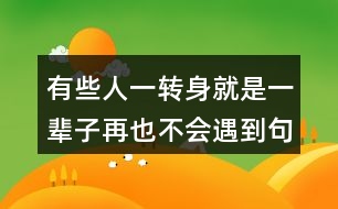 有些人一轉(zhuǎn)身就是一輩子再也不會遇到句子263句