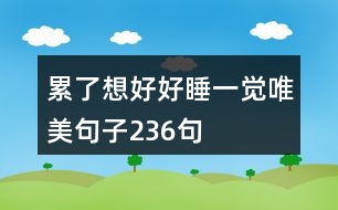 累了想好好睡一覺唯美句子236句