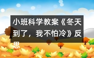 小班科學(xué)教案《冬天到了，我不怕冷》反思