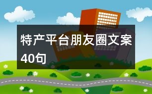 特產(chǎn)平臺(tái)朋友圈文案40句