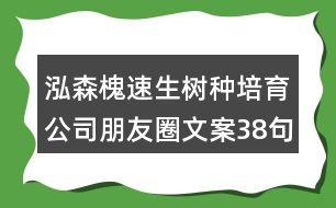 泓森槐速生樹種培育公司朋友圈文案38句