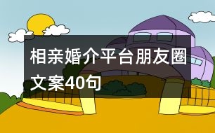 相親婚介平臺(tái)朋友圈文案40句