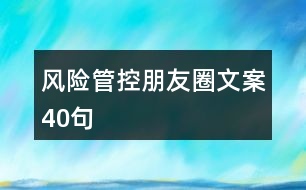 風險管控朋友圈文案40句