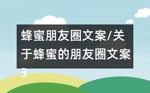 蜂蜜朋友圈文案/關(guān)于蜂蜜的朋友圈文案36句