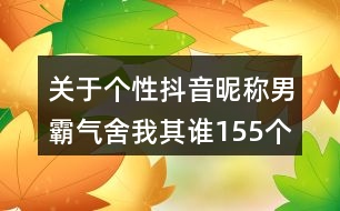 關(guān)于個性抖音昵稱男霸氣舍我其誰155個