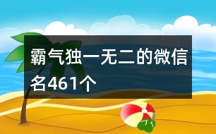 霸氣獨(dú)一無(wú)二的微信名461個(gè)