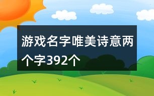 游戲名字唯美詩意兩個字392個