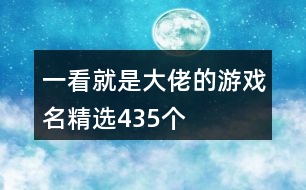 一看就是大佬的游戲名精選435個