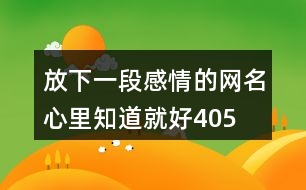 放下一段感情的網(wǎng)名—心里知道就好405個