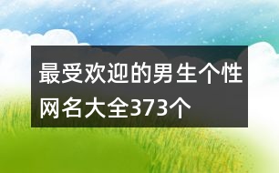 最受歡迎的男生個(gè)性網(wǎng)名大全373個(gè)