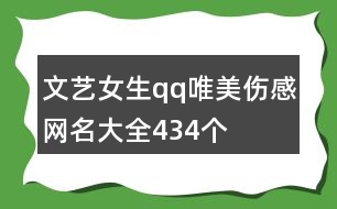 文藝女生qq唯美傷感網(wǎng)名大全434個(gè)