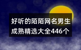 好聽的陌陌網(wǎng)名男生成熟精選大全446個