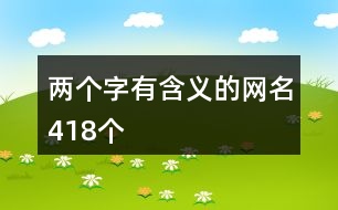 兩個字有含義的網名418個