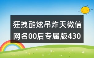 狂拽酷炫吊炸天微信網(wǎng)名00后專屬版430個(gè)