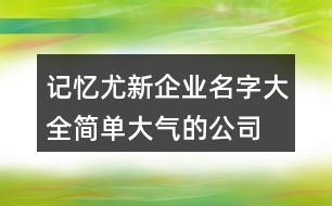 記憶尤新企業(yè)名字大全,簡單大氣的公司名稱大全397個