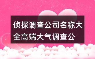 偵探調(diào)查公司名稱大全,高端大氣調(diào)查公司名稱447個