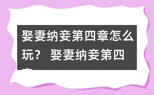 娶妻納妾第四章怎么玩？ 娶妻納妾第四章攻略