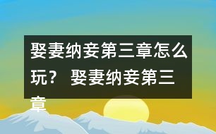 娶妻納妾第三章怎么玩？ 娶妻納妾第三章攻略