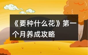 《要種什么花》第一個月養(yǎng)成攻略