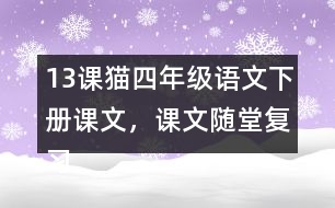 13課貓四年級語文下冊課文，課文隨堂復習筆記