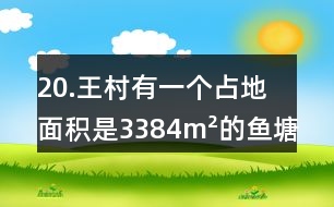 20.王村有一個占地面積是3384m2的魚塘(如下圖)。