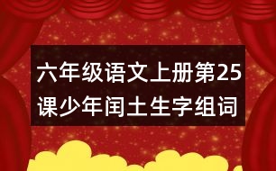 六年級語文上冊第25課少年閏土生字組詞與近反義詞