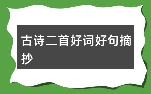 古詩二首好詞好句摘抄