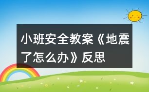 小班安全教案《地震了怎么辦》反思