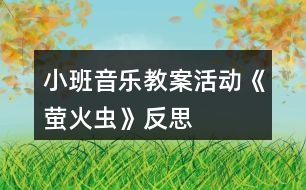 小班音樂教案活動《螢火蟲》反思