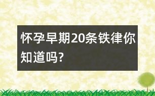 懷孕早期20條“鐵律”你知道嗎?