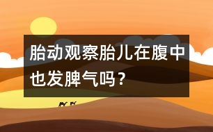 胎動觀察：胎兒在腹中也發(fā)脾氣嗎？