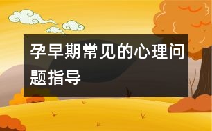 孕早期常見(jiàn)的心理問(wèn)題指導(dǎo)