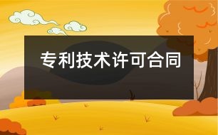 專利技術(shù)許可合同