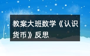 教案大班數學《認識貨幣》反思