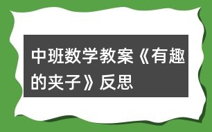 中班數(shù)學教案《有趣的夾子》反思