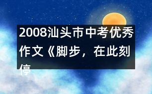 2008汕頭市中考優(yōu)秀作文《腳步，在此刻停住》