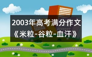 2003年高考滿分作文：《米粒-谷粒-血汗》-湖北省