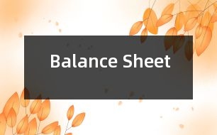 Balance Sheet