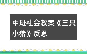 中班社會(huì)教案《三只小豬》反思