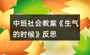 中班社會教案《生氣的時候》反思