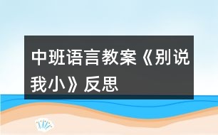 中班語(yǔ)言教案《別說(shuō)我小》反思