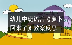 幼兒中班語言《蘿卜回來了》教案反思