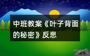 中班教案《葉子背面的秘密》反思