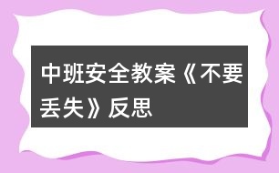 中班安全教案《不要丟失》反思